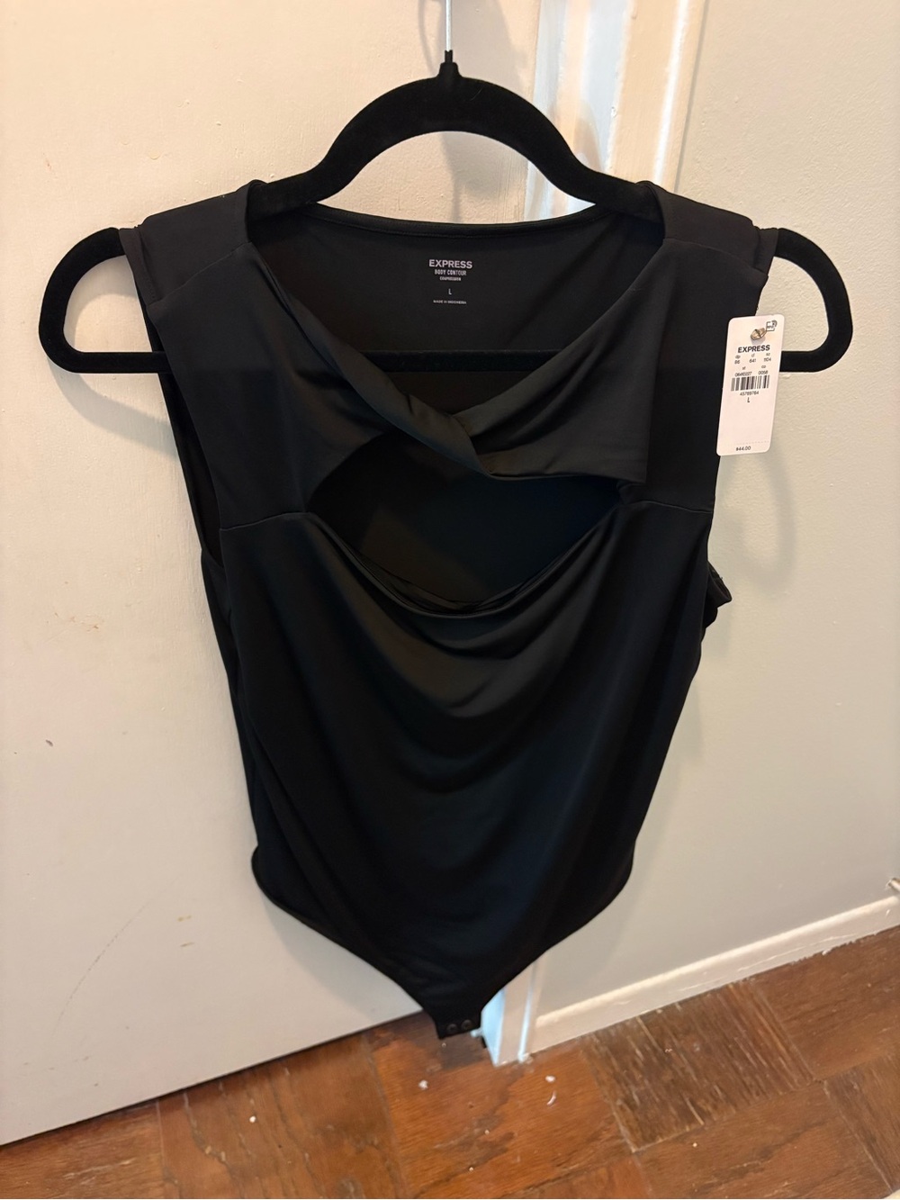 Express Black Sleeveless Cowl Neck Bodysuit